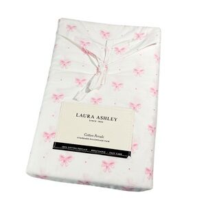 NEW Laura Ashley LOVELY BOWS PINK STANDARD PILLOWCASE 200TC  2 Piece Set